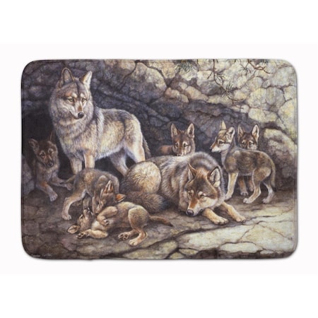 Jensendistributionservices Wolf Wolves by the Den Machine Washable Memory Foam Mat MI2550600